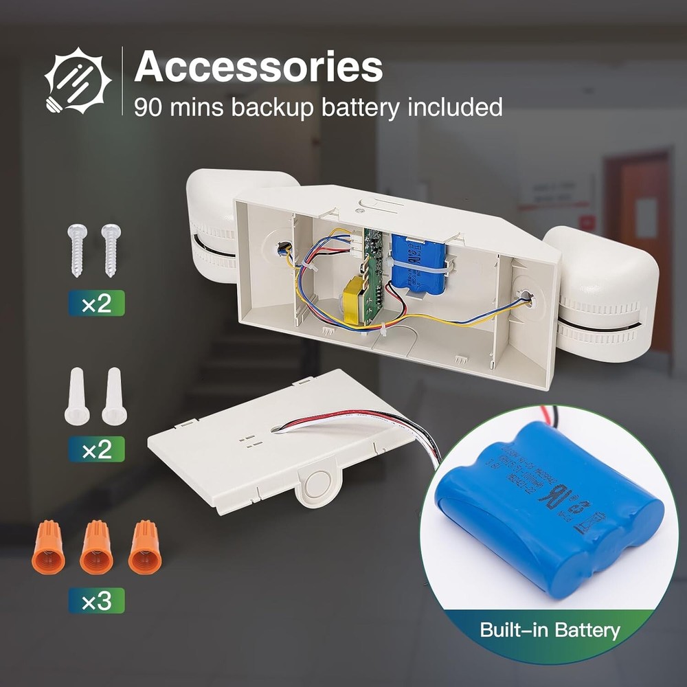 LED Emergency Light Commercial Adjustable 2 Head Battery Backup UL Listed 6 Pack