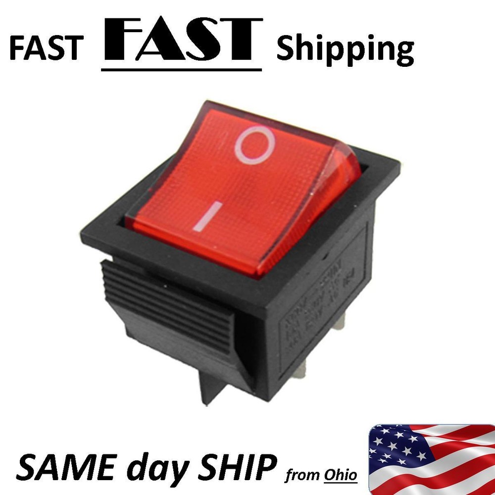 AC switch square red DPDY - 4 wire ( 4 pn ) switch - FAST SHIP