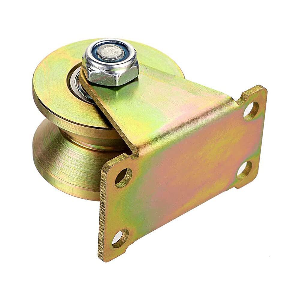 4 Pack 2" V-Type Groove Wheel Rigid Caster with Bracket for Rolling Slding Gate
