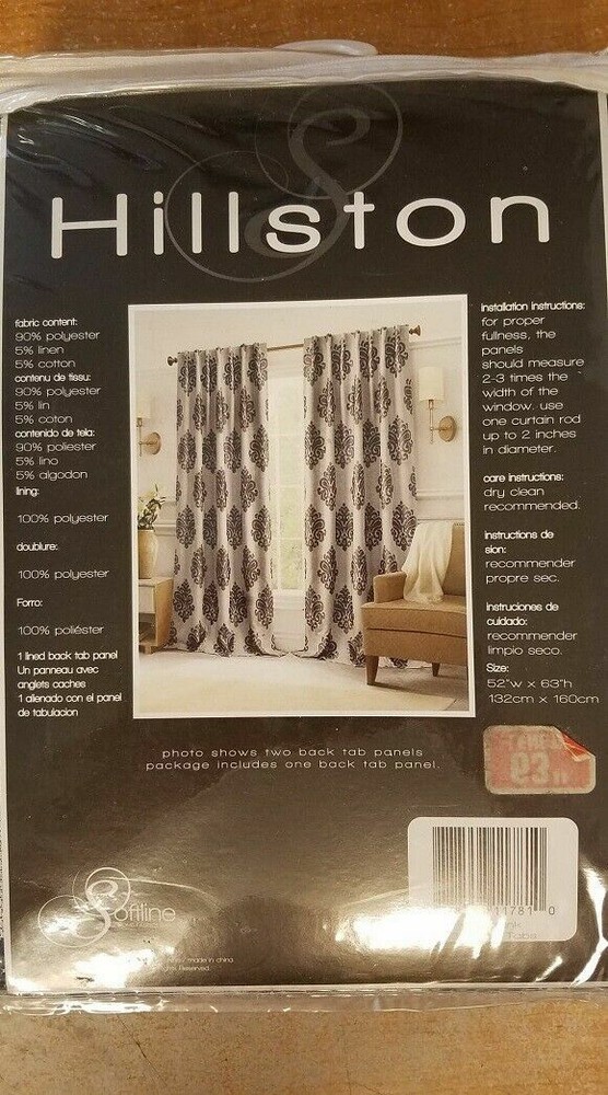 HILLSTON 1 LINED BACK TAB PANEL, HILLSTON INK, 52" X 63" *DISTRESSED PKG*