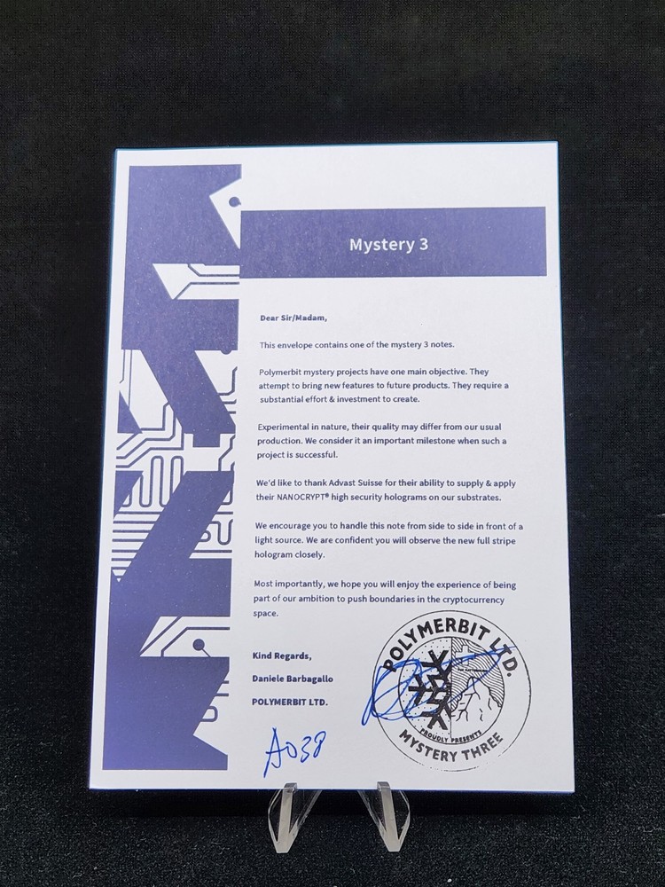 Polymerbit A038 "Matterhorn" Mystery 3 Bitcoin cold storage note - Unfunded