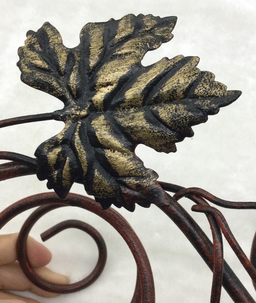 Wine Bottle Holder, Leaf And Grapes Design, Holds Two Bottles