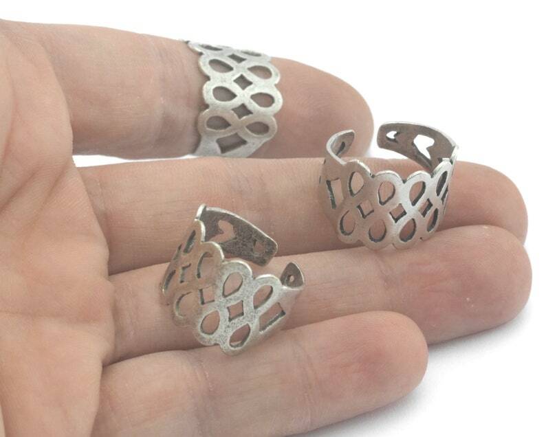 Mesh Adjustable Ring Antique Silver Plated Brass (6US 9.5US inner size) 4291