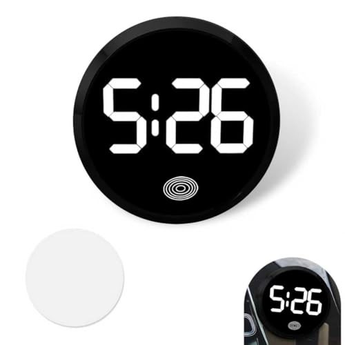 Car Digital Clock, Round Touch LED Display Screen Clock with Night 1 PC White