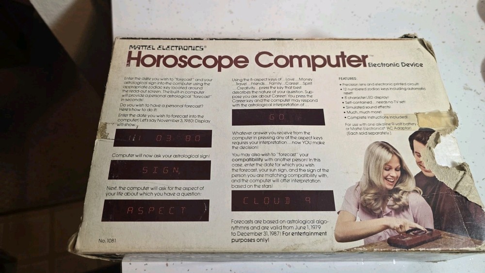 VINTAGE MATTEL ELECTRONIC HOROSCOPE COMPUTER 1979 UNTESTED