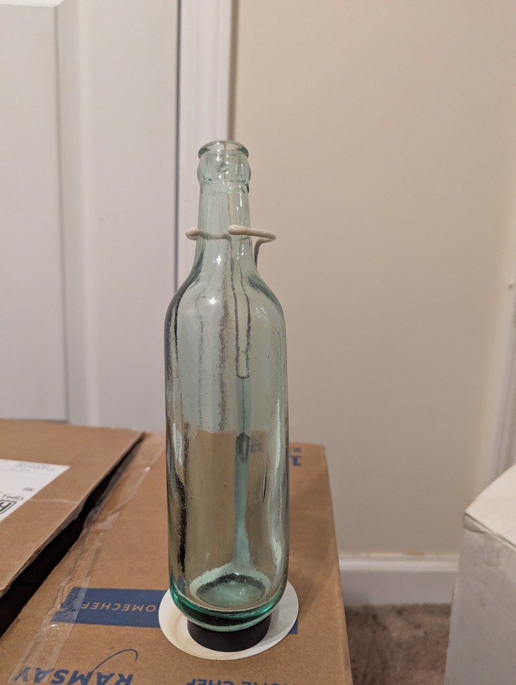 Antique Torpedo (Hamilon) Bottle with Rounded Bottom ; Bubbles in Glass
