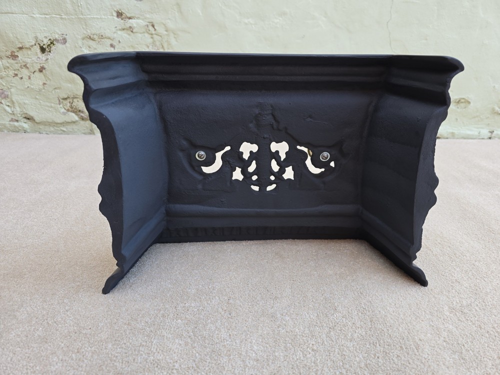 Black Cast Decorative Fire Front With Brass Handles Original Condition