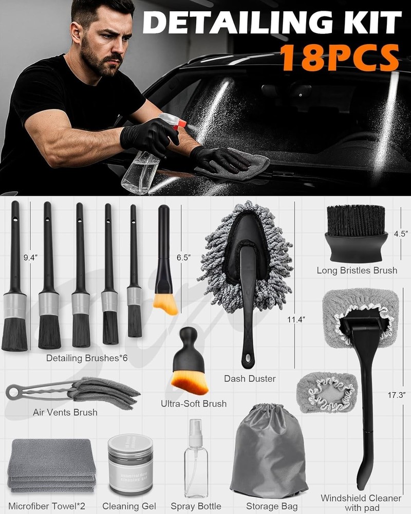 Ultimate Car Windshield & Interior Cleaning Kit - 18-Piece Set for Quick Refresh