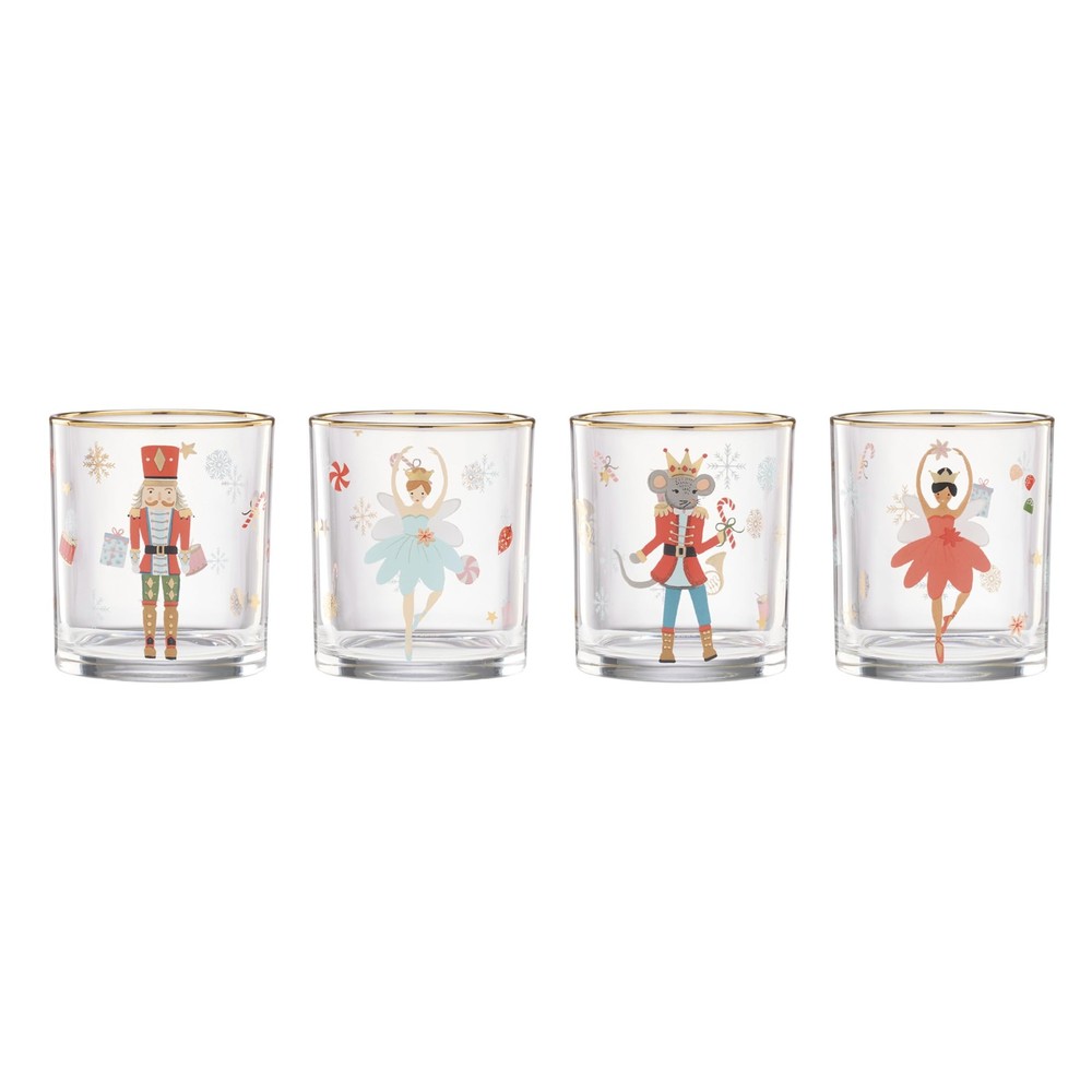 Lenox 898402 Nutcracker Ballet Double Old Fashioned 11 oz, Red & Green