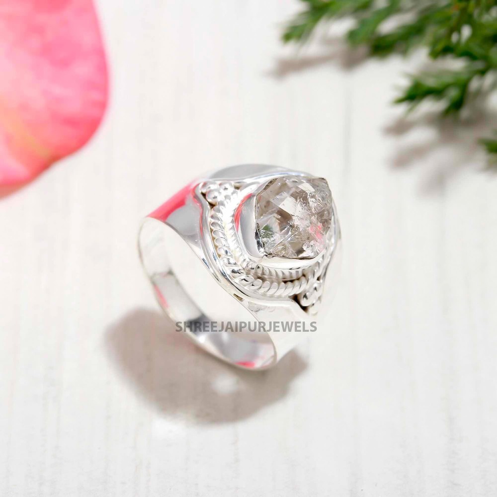 Herkimer Diamond Ring 925 Solid Silver Ring Stone Ring Boho Ring Engagement Ring