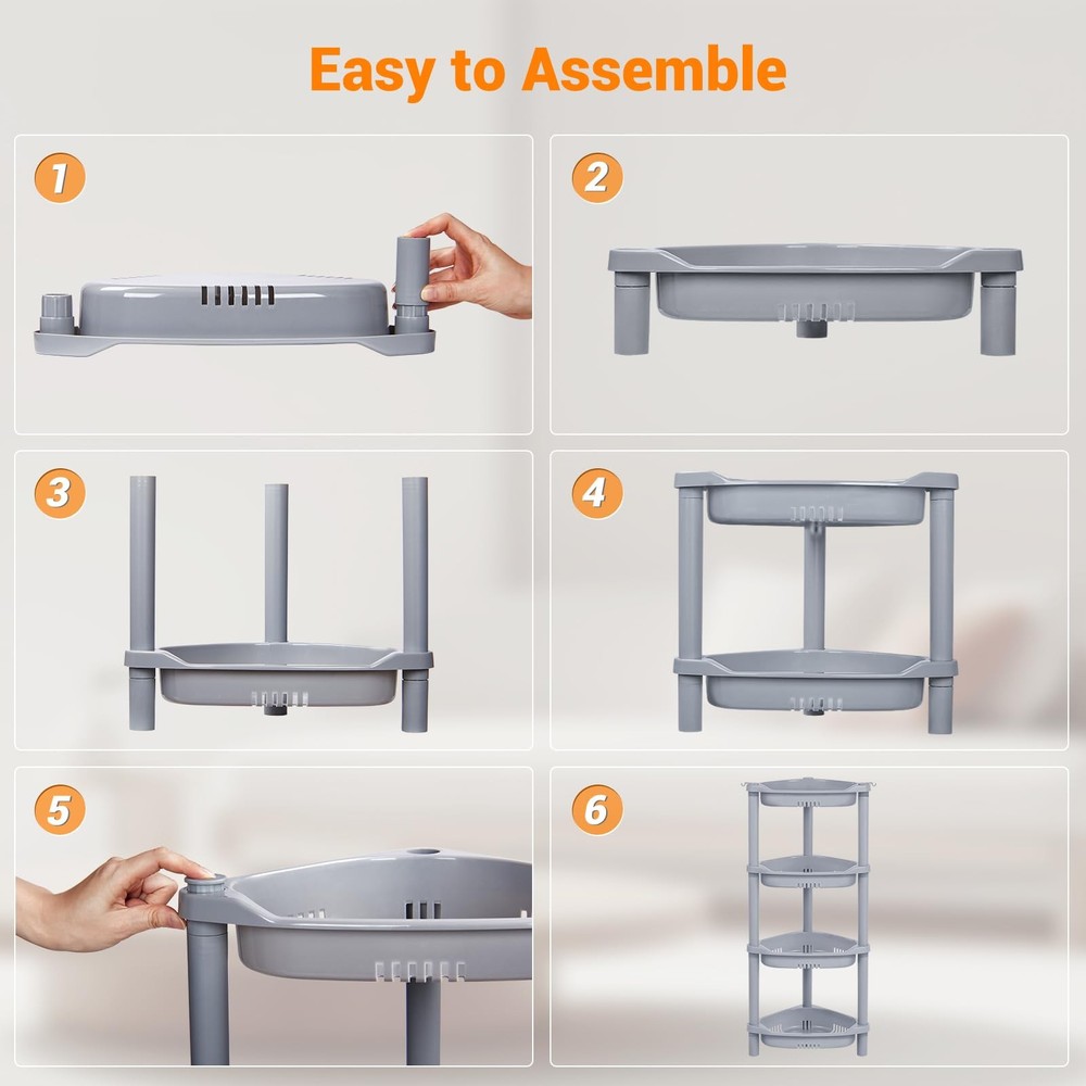 ELYKEN 4-Tier Corner Shower Caddy Organizer Shelf - Rustproof, Adjustable