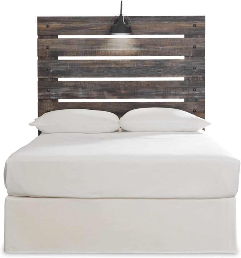 Drystan Rustic Panel Headboard ONLY with USB Charging Stations, Full, Brown