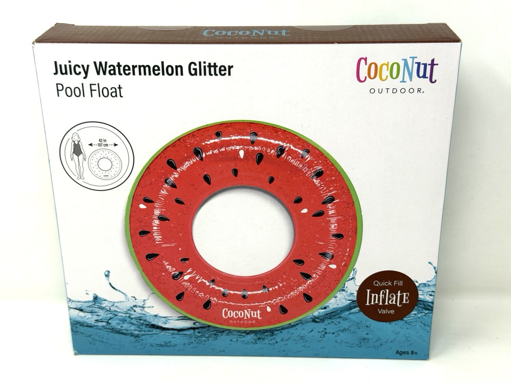 Juicy Watermelon Glitter - 42" Pool Float Ring, Inflatable, Anti-Leak, Durable
