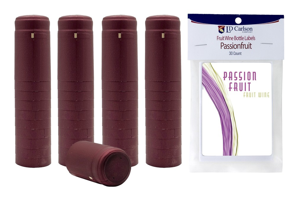 Professional Passionfruit Fruit Wine Labels With Burgundy PVC (30 count)