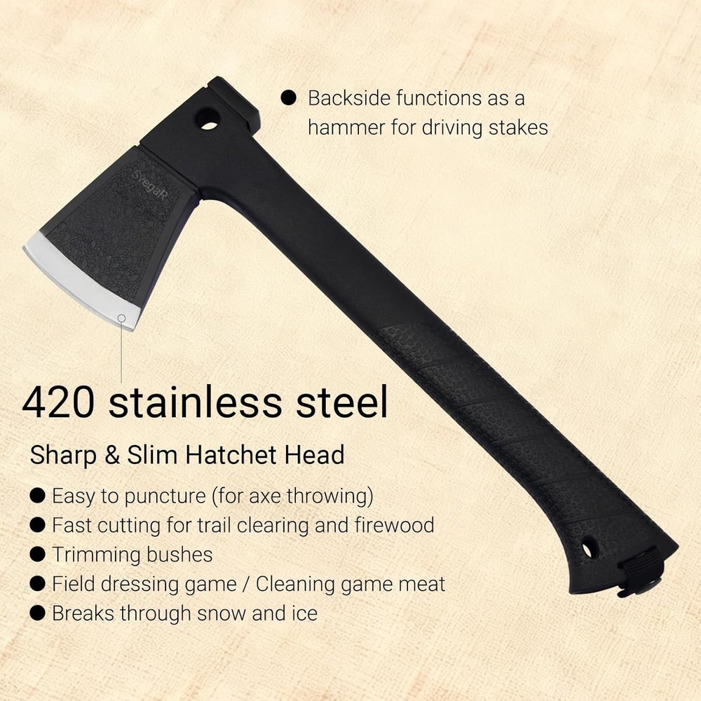 Camping Axe & Hatchet Multi-Tool – 14" Survival Outdoor Axe Includes Handsaw