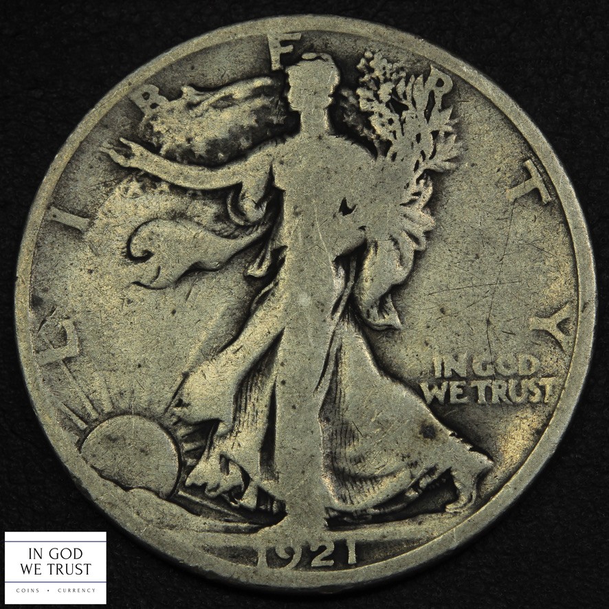 1921 D Walking Liberty Silver Half Dollar 50C