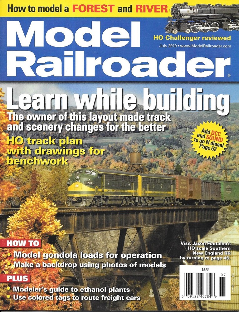 Model Railroader July 2010 Forest River Benchwork Gondola Loads Backdrop Ethanol