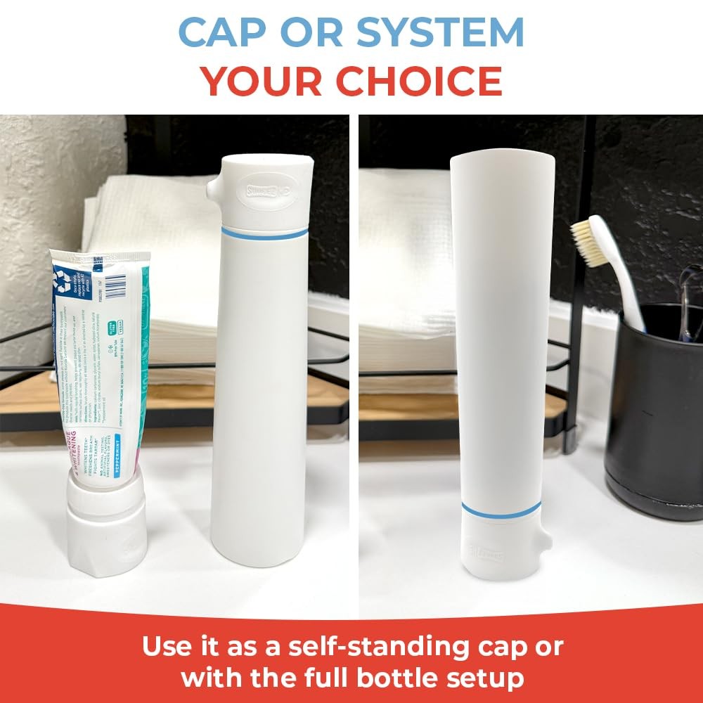 SqueezMe EasyPump Toothpaste Dispenser System - No-Mess Toothpaste Dispenser for