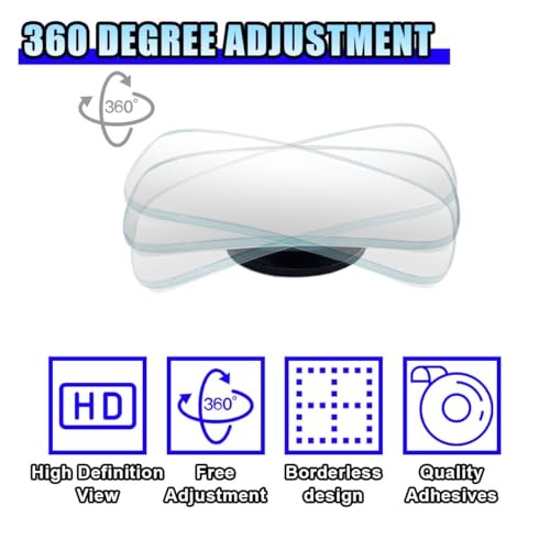 2PCS Blind Spot Car Mirror, HD Glass Rotate Adjustable Car Side Rectangular