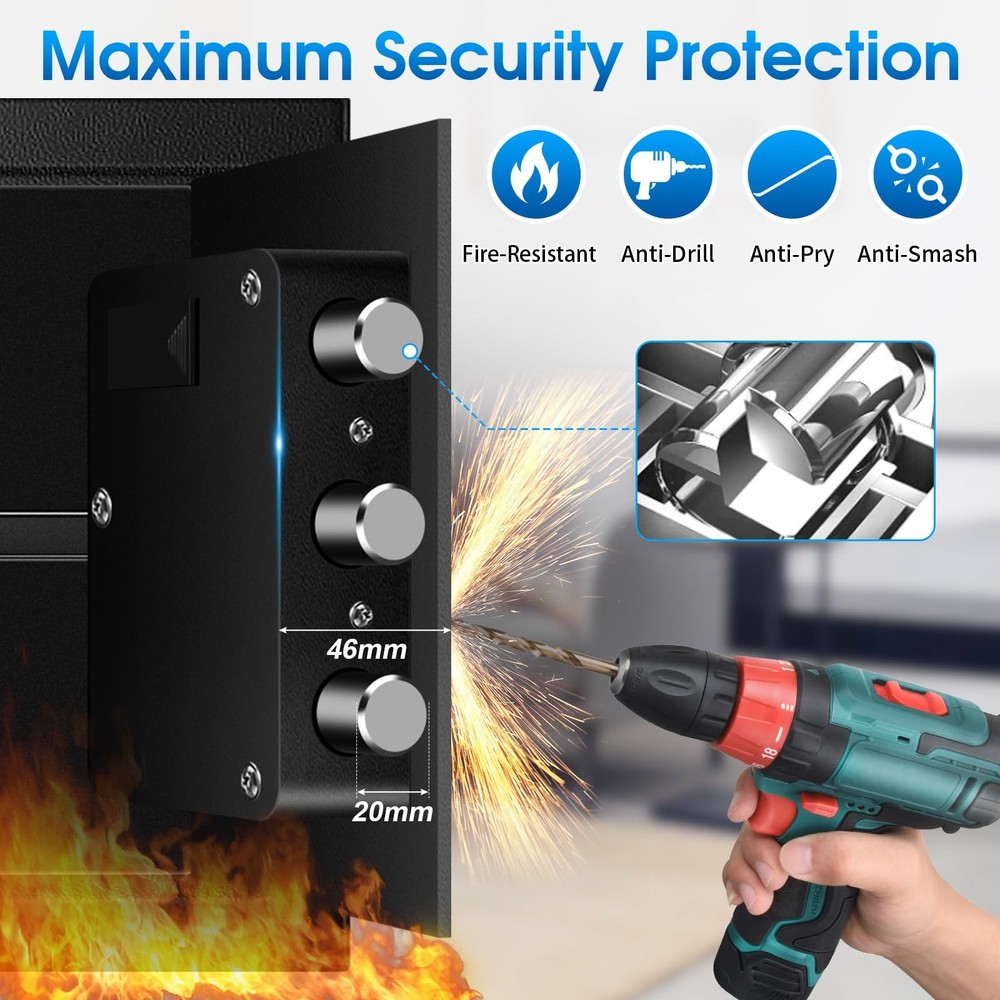 1.5 Cu Ft Small Fireproof Safe Box For Home Documents with Type-C External Po...