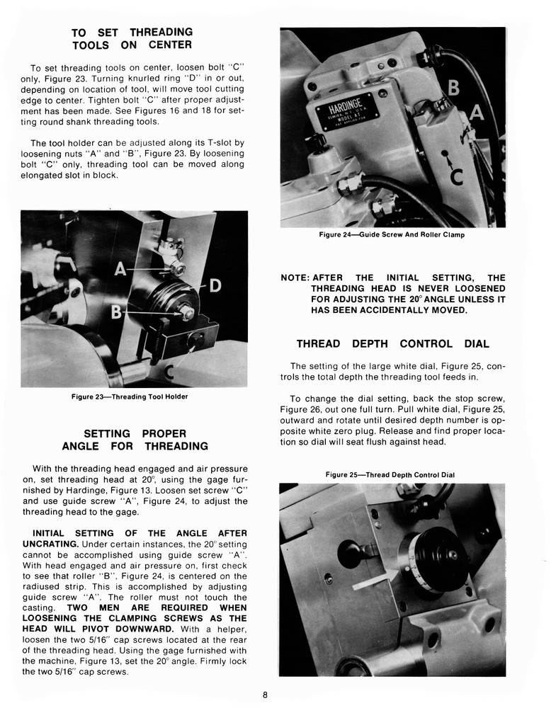 Hardinge Auto Thread Unit on HC-AT Super Precision Chucker Operator Manual #1719