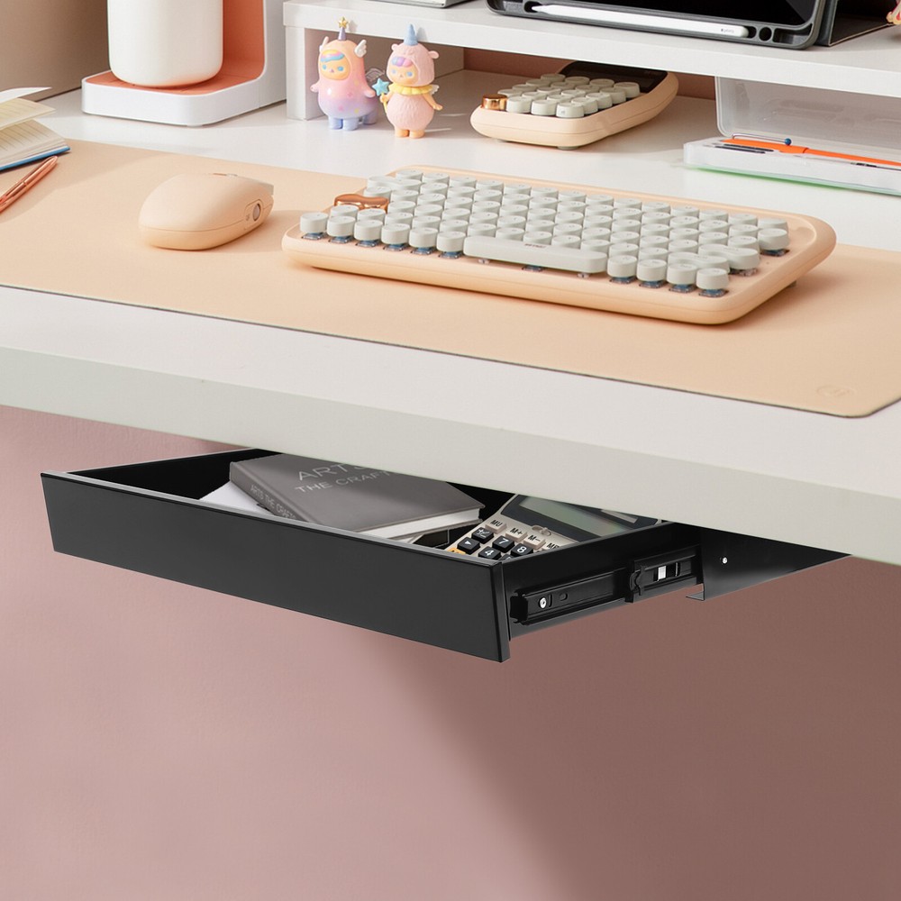 Standing Desk Drawer Under Desk Mounted Sliding Pullout Storage Organizer Drawer