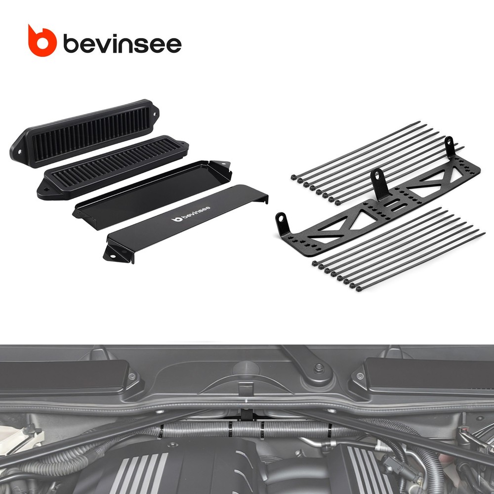 BEVINSEE Cabin Air Cowl Filter & Harness Mount Bracket For BMW E90 E91 E92 E93