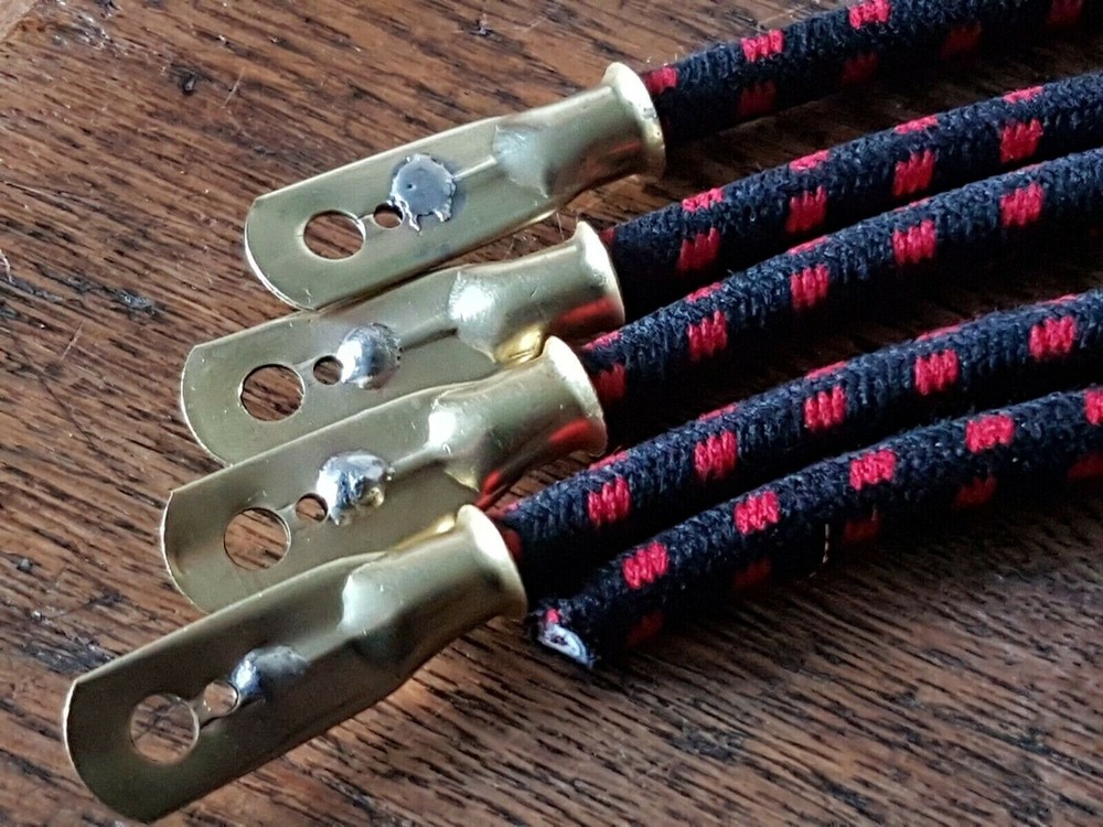 1920s Red/Black Cotton Braid Spark Plug HT Lead 50cm Copper Core