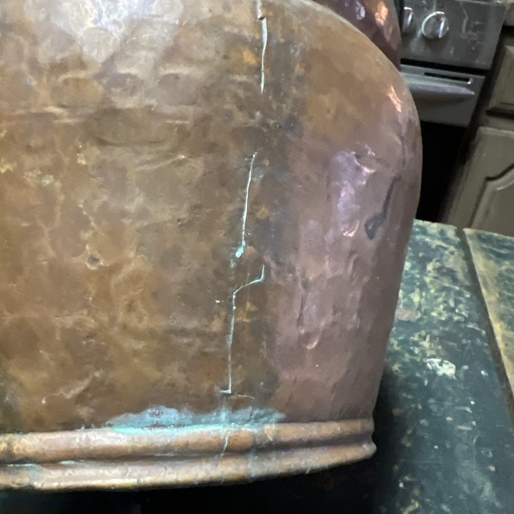 Hand Hammered Copper Pot w/Handles Patina