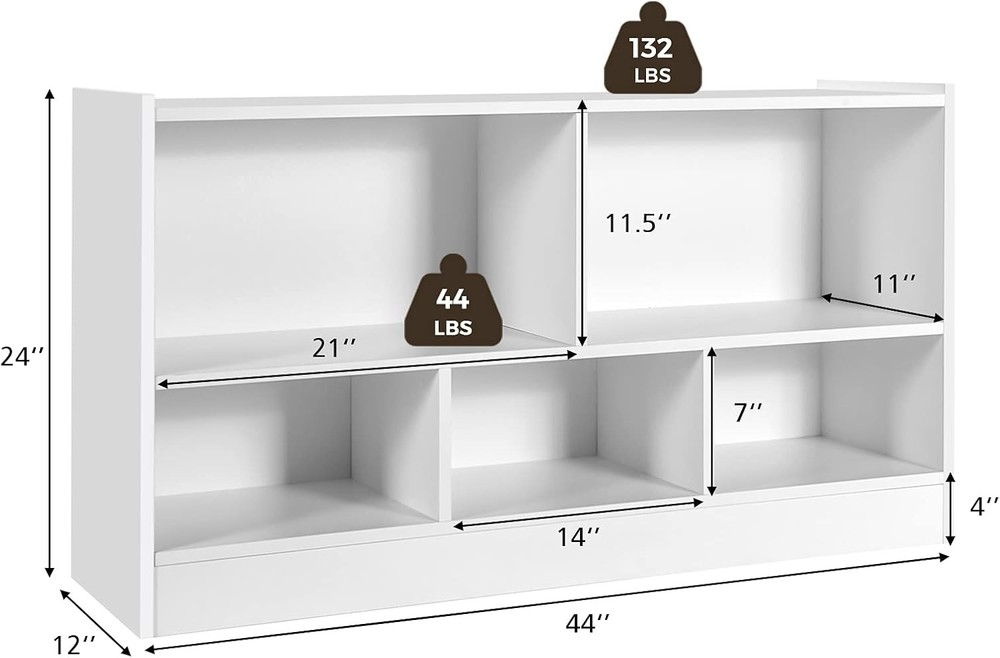 IFANNY 5 Cube Bookcase, Double Shelf Organizer