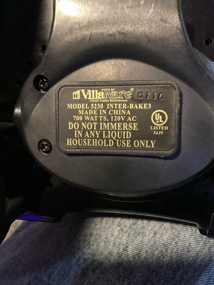 Villaware Inter Bake 3 Interchangeable Baker Waffle Sandwich Pizzelle Maker