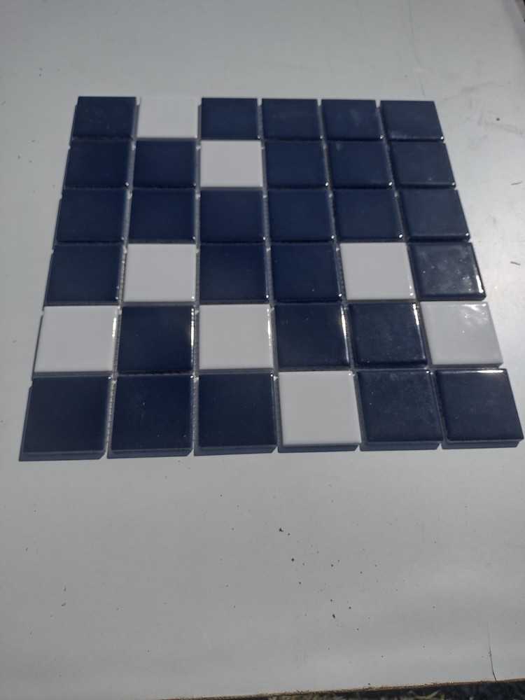 Mosaic Tile Blue And White Pattern Glossy