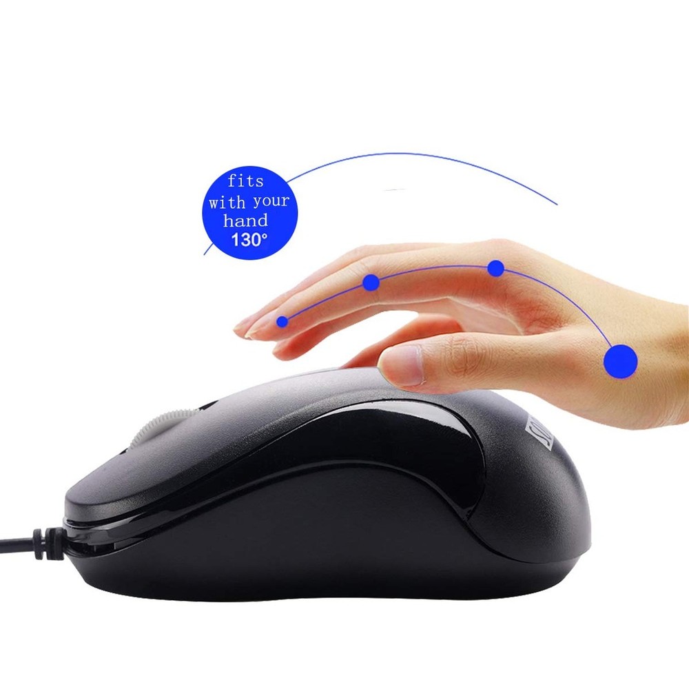 USB Mouse 2 Pack Computer Mouse Ergonomic Optical Wired Mice for Office and H...