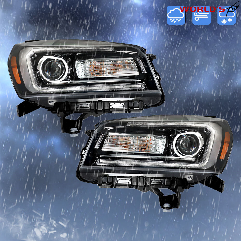 For 2013-2016 GMC Acadia Projector Headlight Right+Left Black Halogen w/ LED DRL