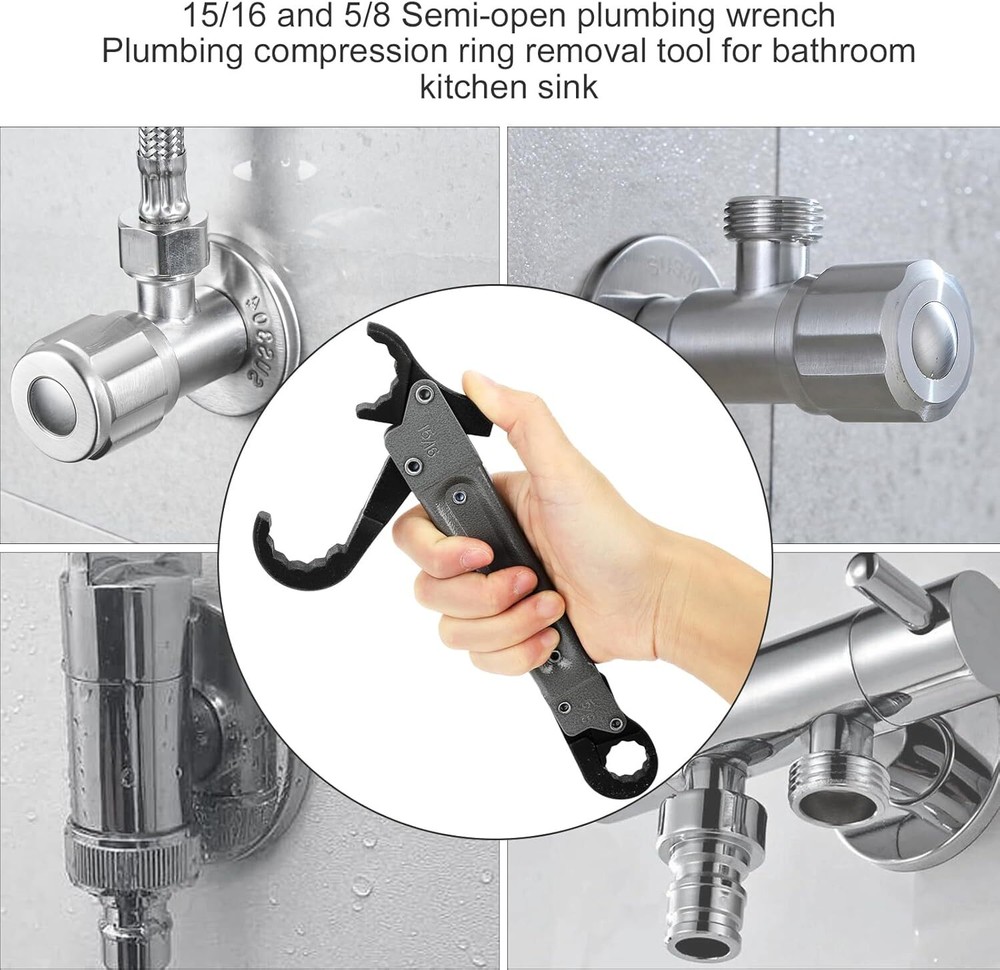 Plumbing Tools Angle Stop Wrench Kit Removing Compression Ring Angle-On for Inst