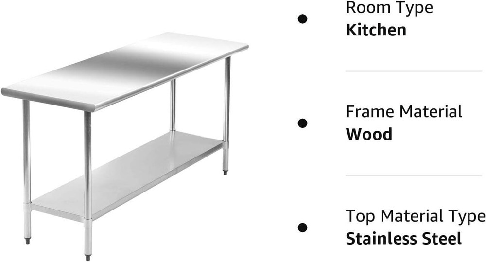 Stainless Steel Work Table Kitchen Work Table Scratch Resistent Commercial Work