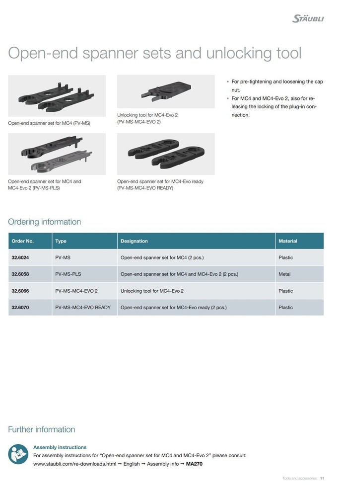 Staubli 32.6058 Assembly and Unlocking Tool PV-MS-PLS