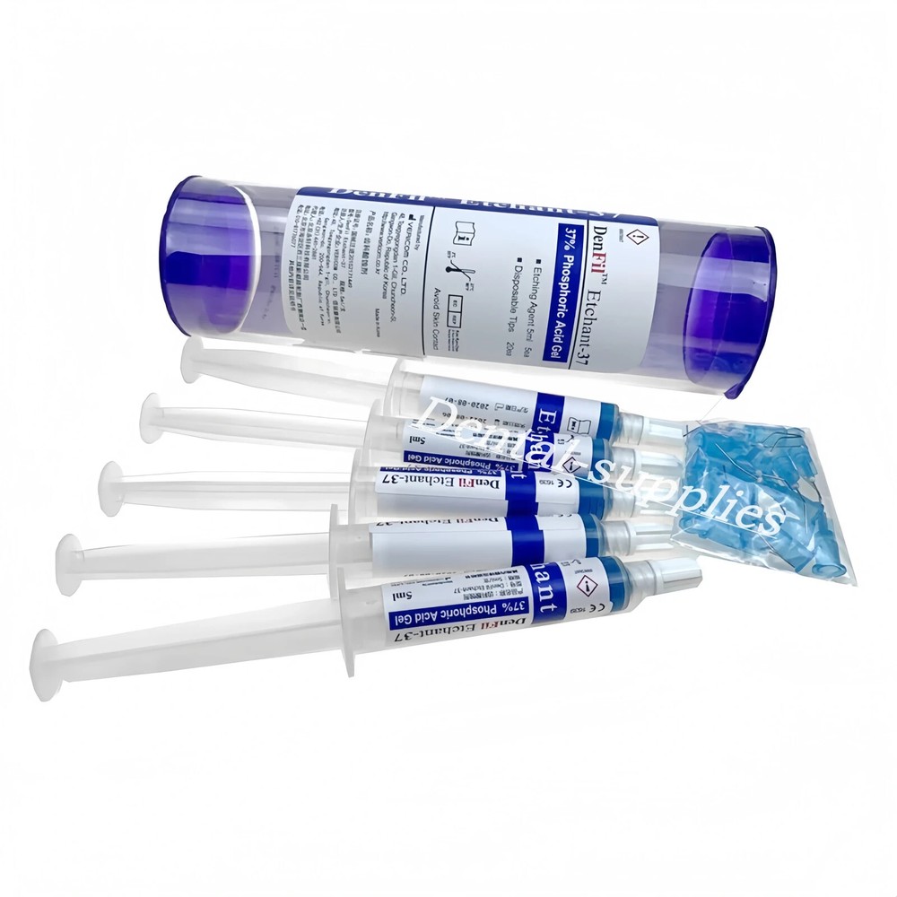 DenFil Etchant Dental 37% Phospharic Acid Etch Etching Gel Agent Syringe + Tips