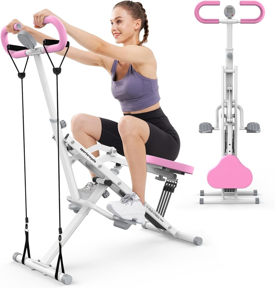 Space-Saving Home Squat Machine with 4 Resistance Bands - Easy & Effective