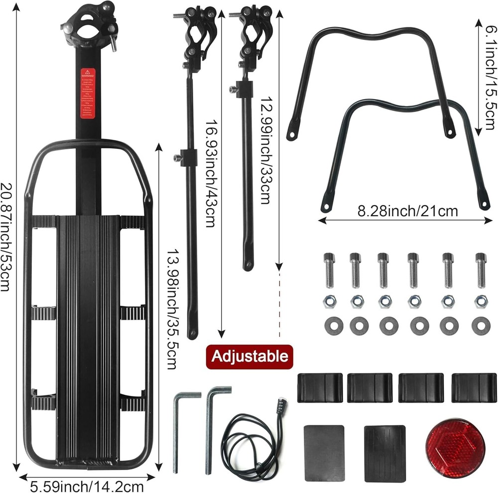 Adjustable Alloy Bicycle Carrier: 115 lbs Capacity