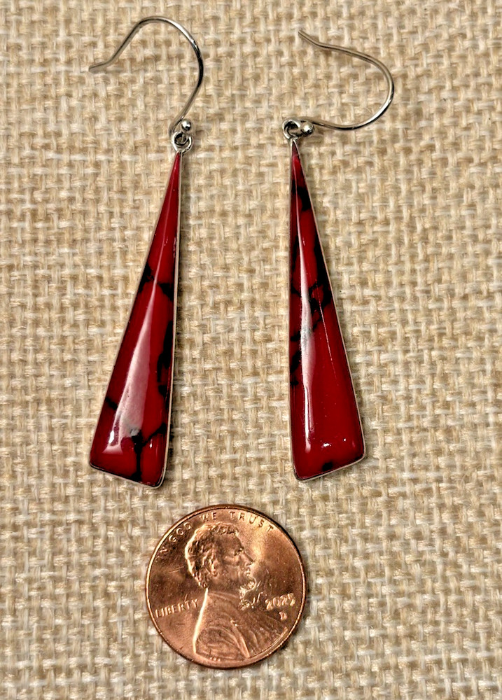 Sterling Silver Red Jasper Dangle Drop Earrings