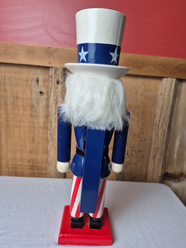14" Patriotic Uncle Sam Nutcracker Red White And Blue