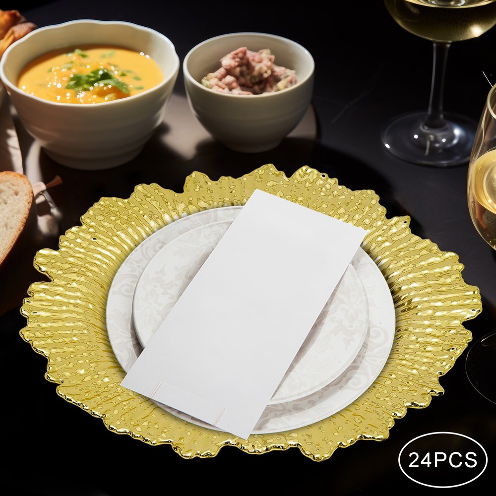 24-piece Dinnerware Set Irregular Edge Dinner Plates Dish Serveware Rose Gold