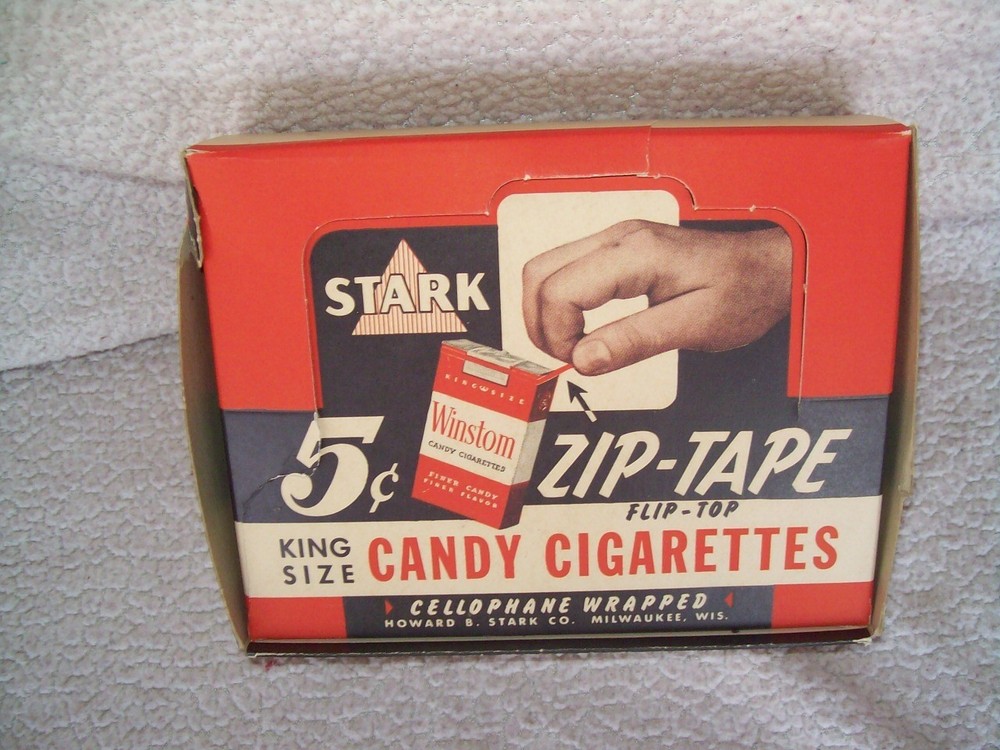 Old Stark Candies 5 Cent Winstom King Size Candy Cigarettes Empty Display Box