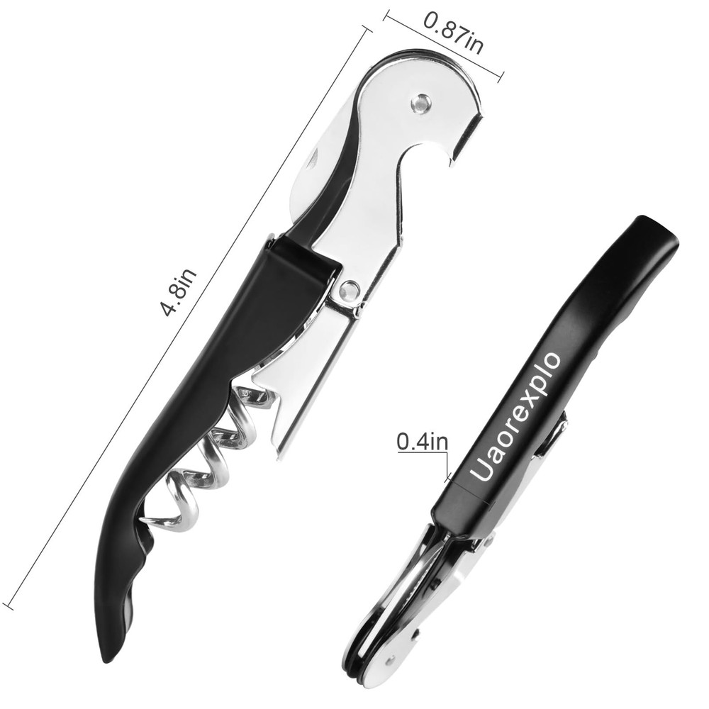Manual Wine Opener Foldable Server Wine Key Double Hinged Corkscrew With Foil Cu