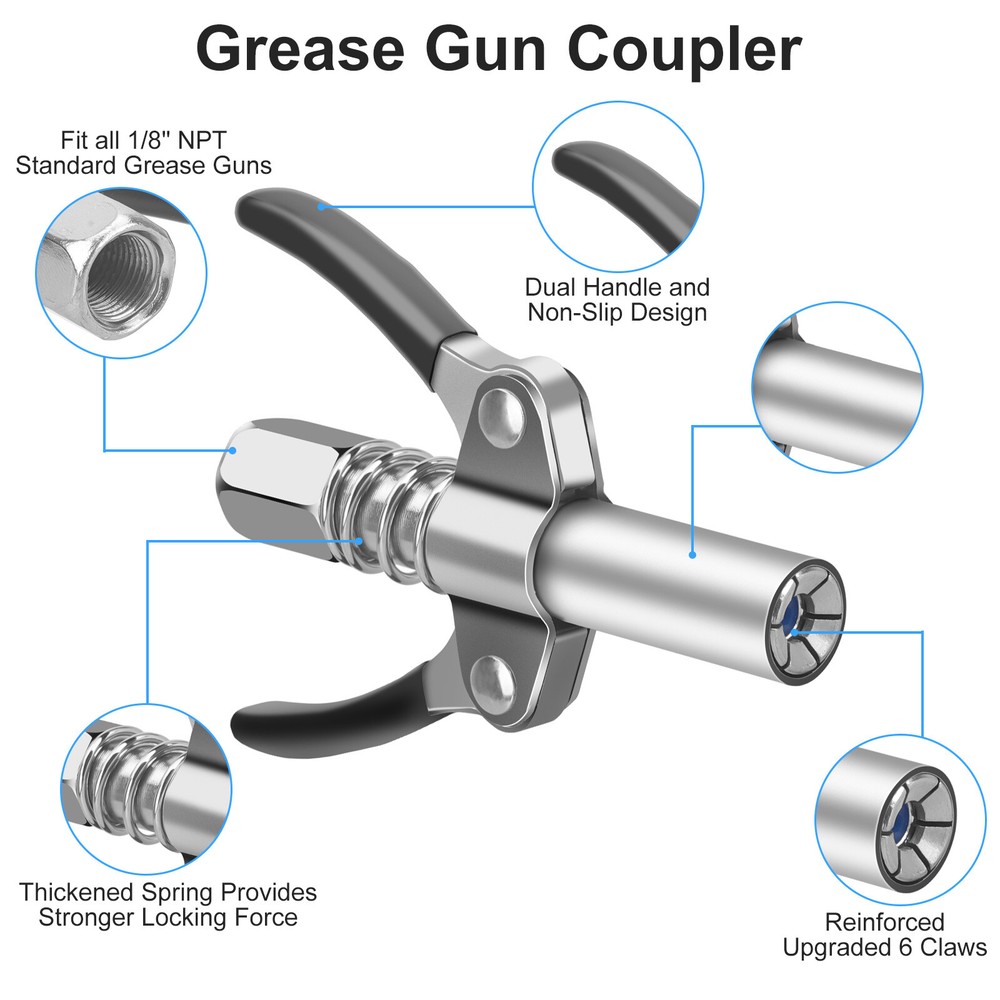 4pcs Grease Gun Fitting Tool Kit 90 Degree Coupler Adapter Needle Tips Dispenser