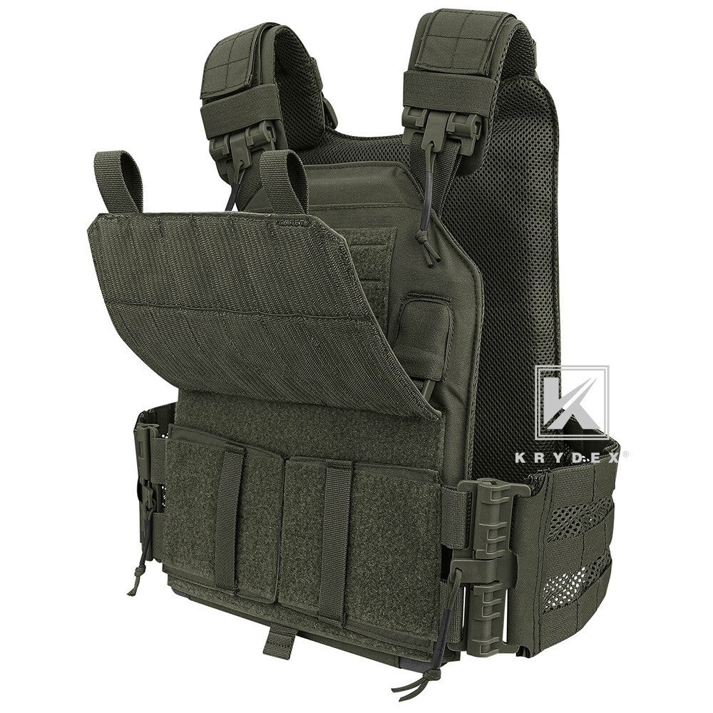 KRYDEX Tactical Plate Carrier Quick Release & Laser Cut MOLLE Panel Ranger Green