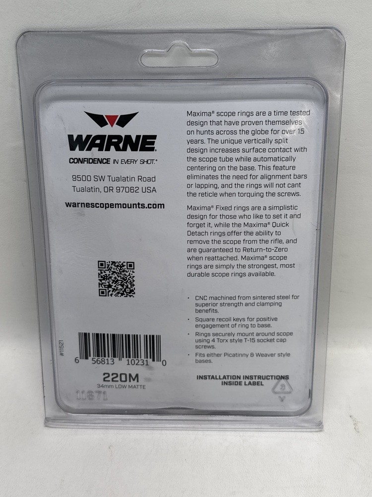 Warne 34MM low Rings