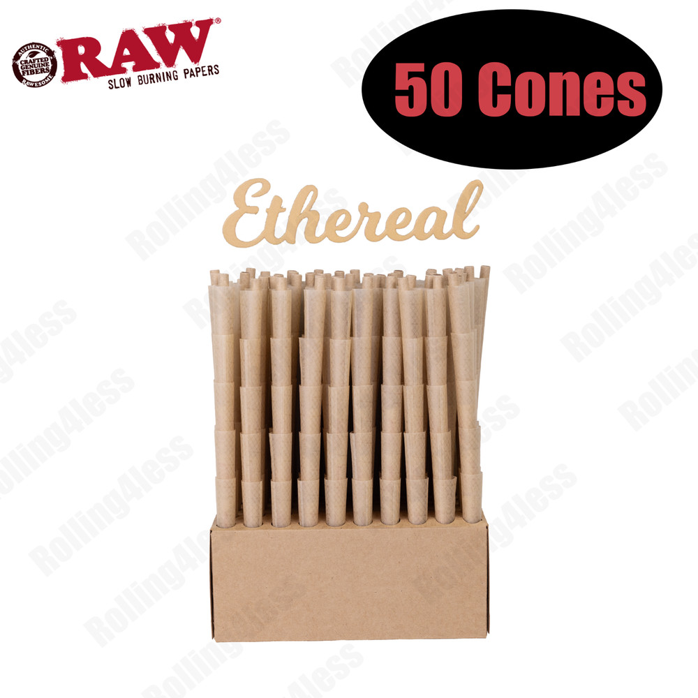 50ct | Raw Ethereal 1 1/4 Size Pre-Rolled Cone Authentic