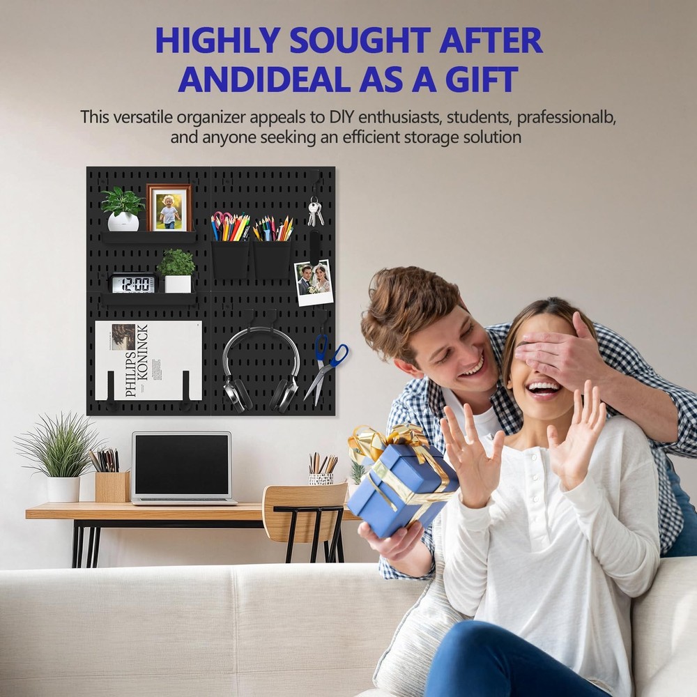 Pegboard Combination Kit, Modular White Pegboard Wall Organizer with 4 Pegboa...